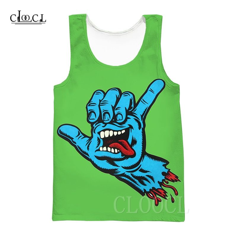 Fashion Casual Anime Santa Cruz Shaka Hand TaTops Men Vest 3D Printed UniTanktop Streetwear Summer Tee Tops Pullover