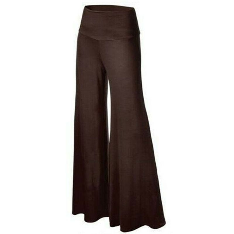 Womens Plus Size High Waist Wide Leg Maxi Long Pants Solid Color Office Lady Loose Stretch Pleated Palazzo Lounge Trousers S-3X