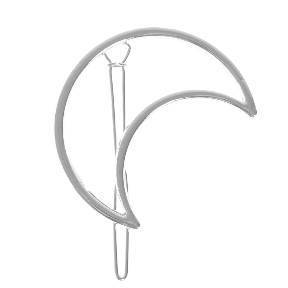 2020 New Fashion Women Girls Gold/Silver Plated Metal Triangle Circle Moon Hair Clips Circle Hairpins Holder Hair Accessories