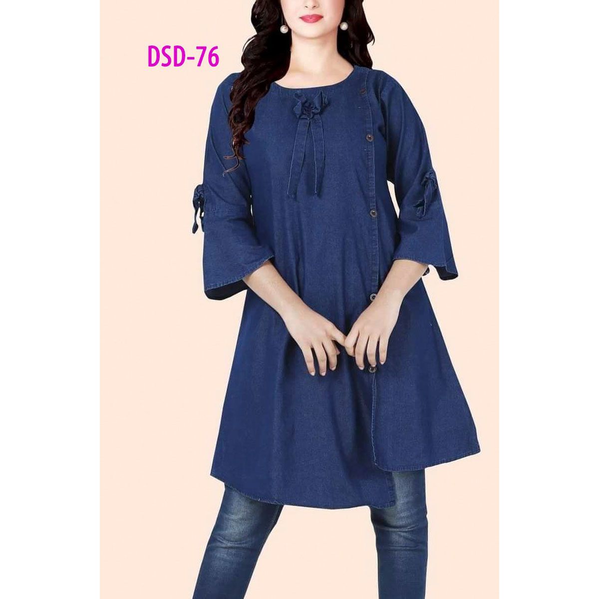 Latest Designed, High Quality Denim Fabric, Exclusive, Fashionable, Stylish and Comfortable, Kurtis for Women(1 pcs)