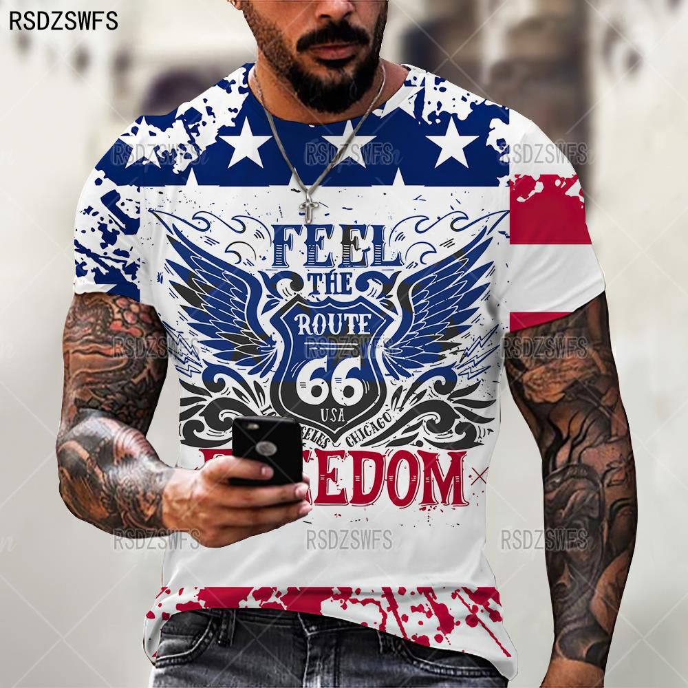 Summer New Men's T Shirts Oversized Loose Clothes Vintage Short Sleeve Fashion 66 Letters Printed O Collared Tshirts For Men