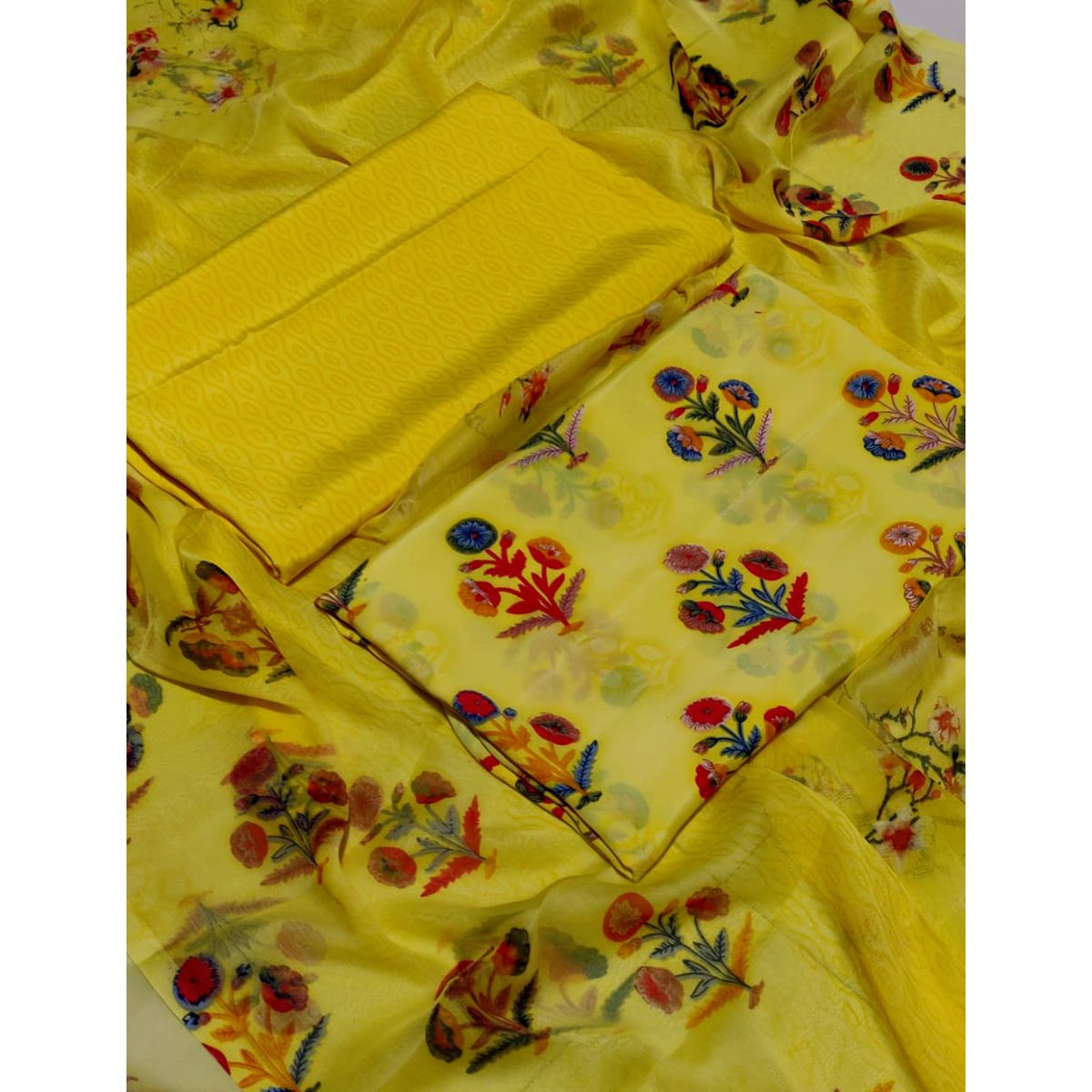 Risika Soft Silk Skin Print Three Piece [3 Piece] For Women