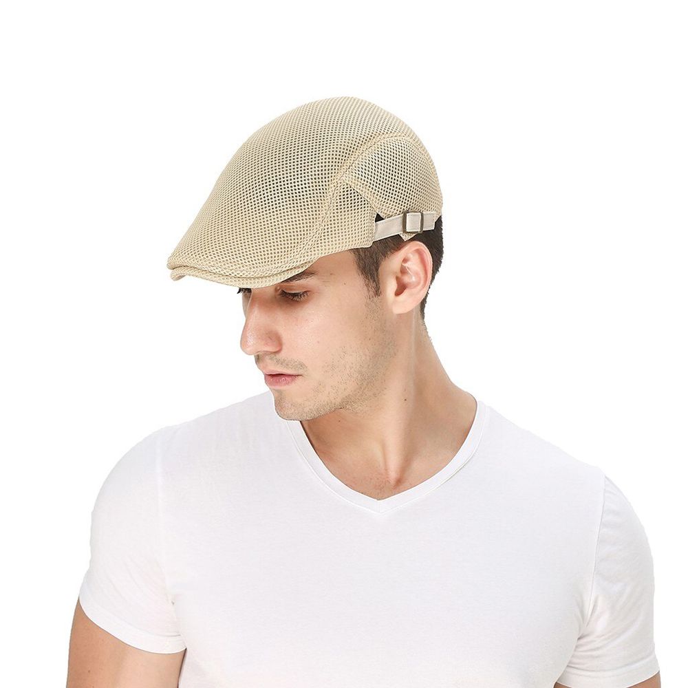 Men Women Soft Solid Casul Breathable Sun Hats Adjustable Net Beret