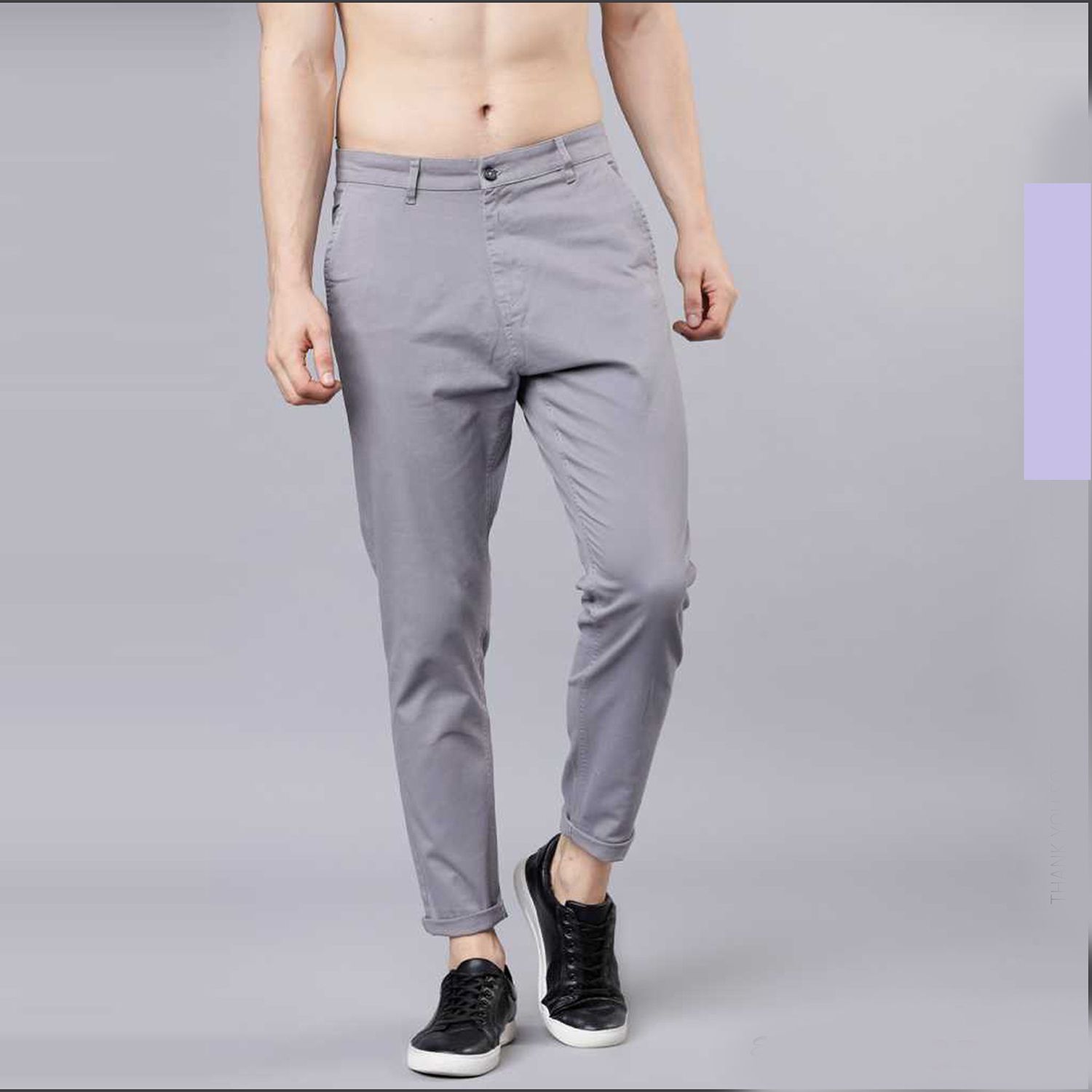 Slim-Fit Chino Gabardine Pants - Gray
