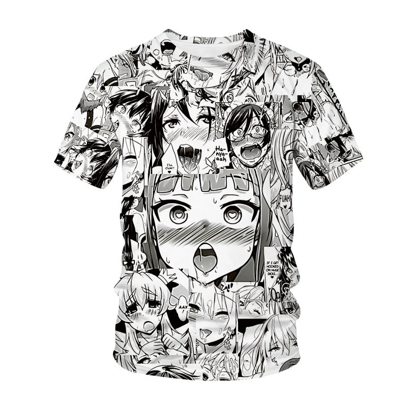 Ahegao T-shirt Anime 3D Print Men Women Streetwear Hentai Pattern O-Neck Hop T Shirt Harajuku Casual Tops  Girl Clothing