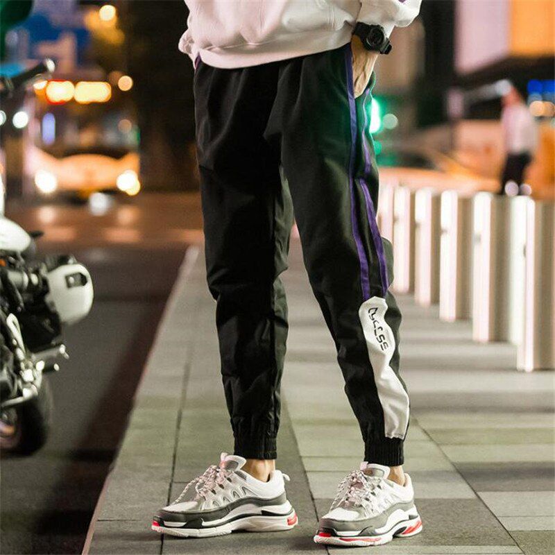 Hop Streetwear Men's Splice Joggers Pants Fashion Men Casual Cargo Pants Trousers High Street Elastic Waist Harem Pant