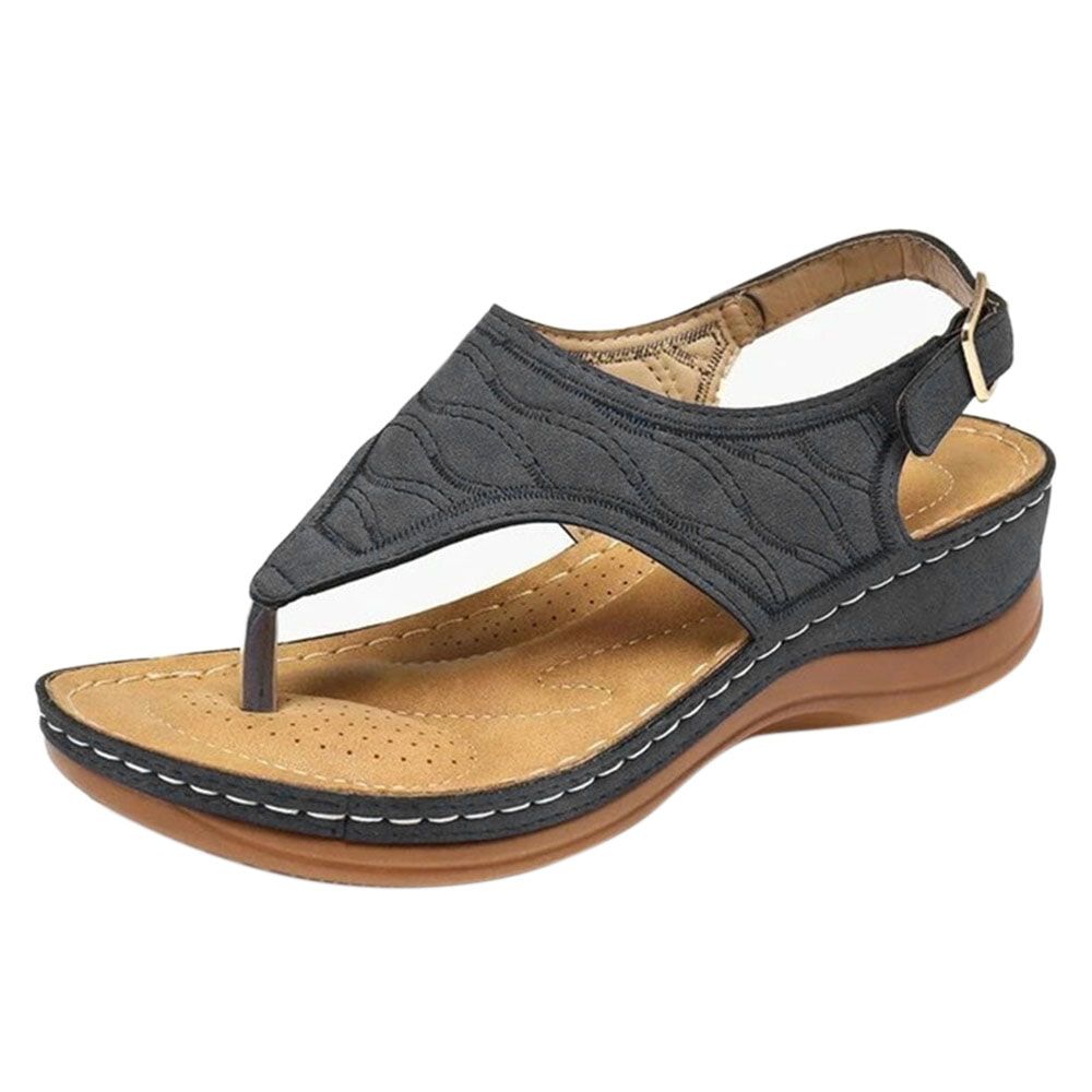 Summer Women Strap Sandals Women's Flats Open Toe Solid Casual Shoes Rome Wedges Thong Sandals Ladies Shoes