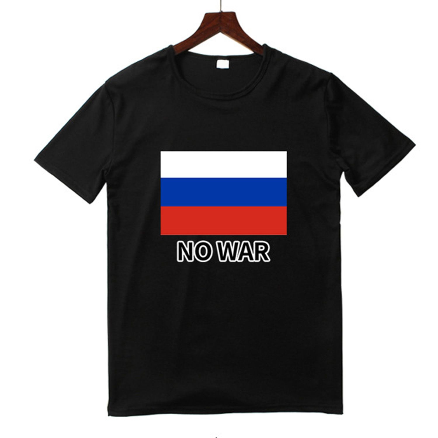 Uni T-shirt Eye-catching O-neck No War Russia Women Men T-shirt