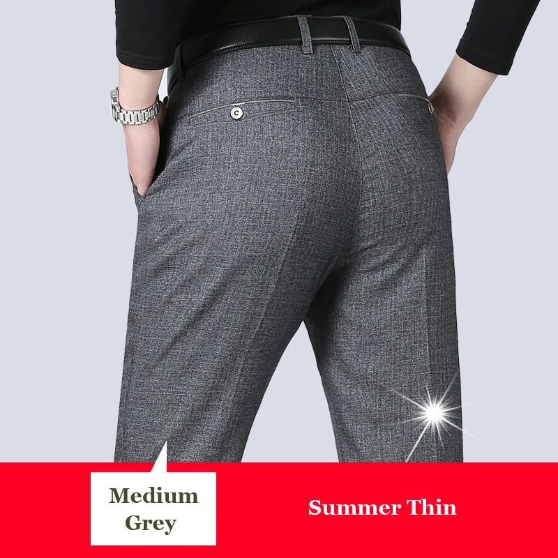 Autumn Winter New Men's Slim Casual Pants Fashion Business Stretch Thicken Trousers Men  Solid Pant Black Navy Man Big Size