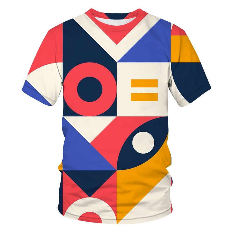 Summer Geometry pattern print shirt fun T-shirt -hop clothing short-sleeve T-shirt street clothing 3d printed Tops