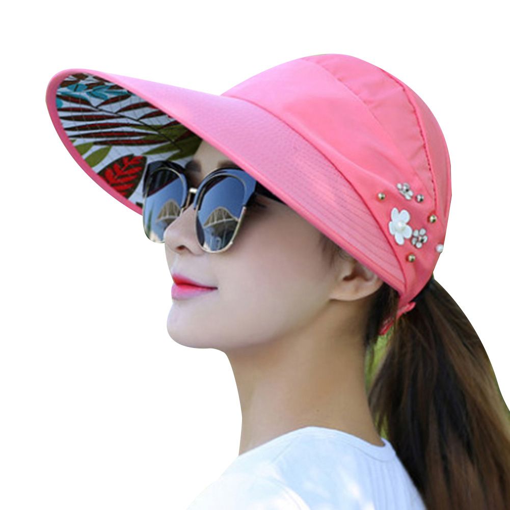 Summer Women Anti-UV Foldable Sun Visor Cap Wide Brim Breathable Hat