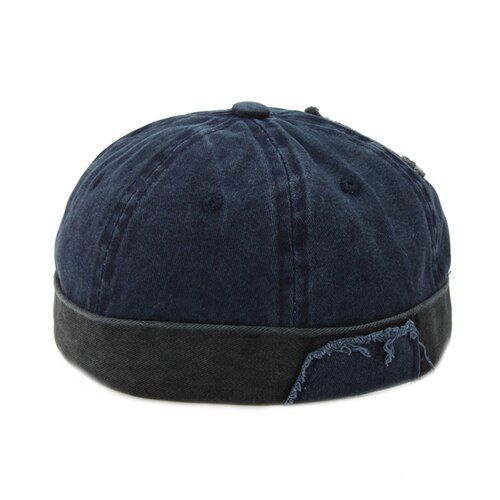 Men's Vintage Hop Hat Washed Cotton Retro Skull cap Adjustable Brimless Hat Landlord Beanie Hat Sailor Cap