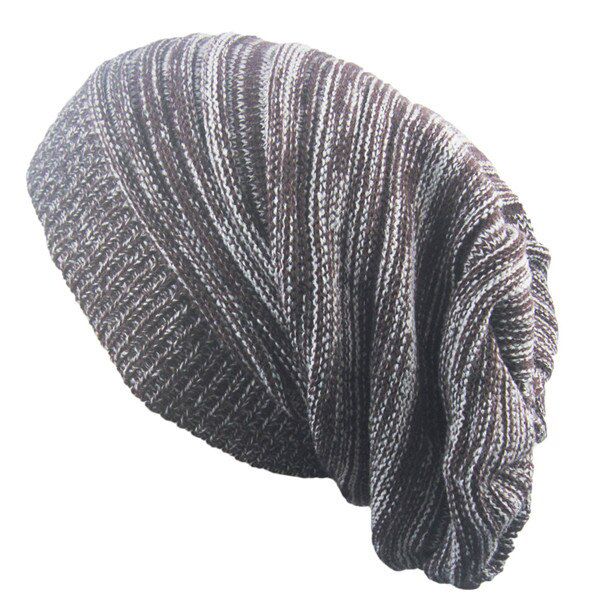 Women's Winter Hat 2019 Fashion Knitted Hats Baggy Oversized Slouch Striped Hip Hop Caps Casual Knitted Beanie Cap