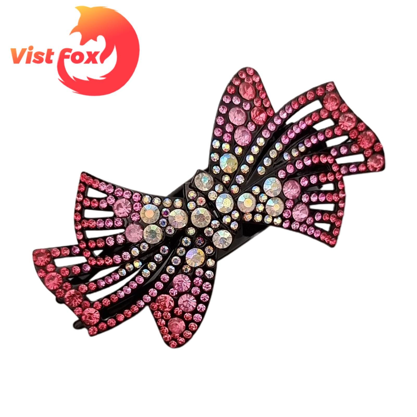 Vist Fox Hair Barrette Shiny Stable Bow-knot Hairpin