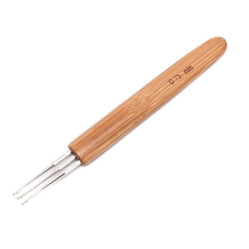 【BestGO】1pc/3pcs 0.75mm Dreadlock Crochet Needle Hook Bamboo Handle Hooks Tools Mang