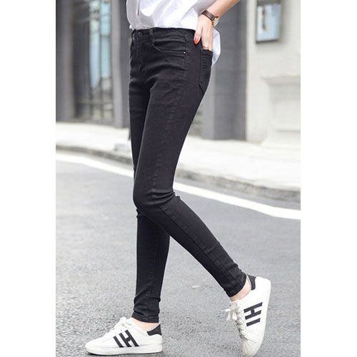 Stylish Slim Fit Stretchy Black Jeans Pant For Ladies'