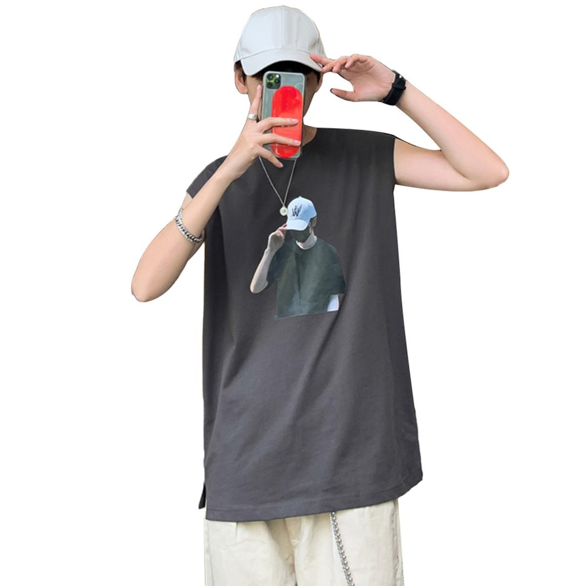 Men Breathable Loose Round Neck Sleeveless T-shirt Tank Top Casual Sports Vest