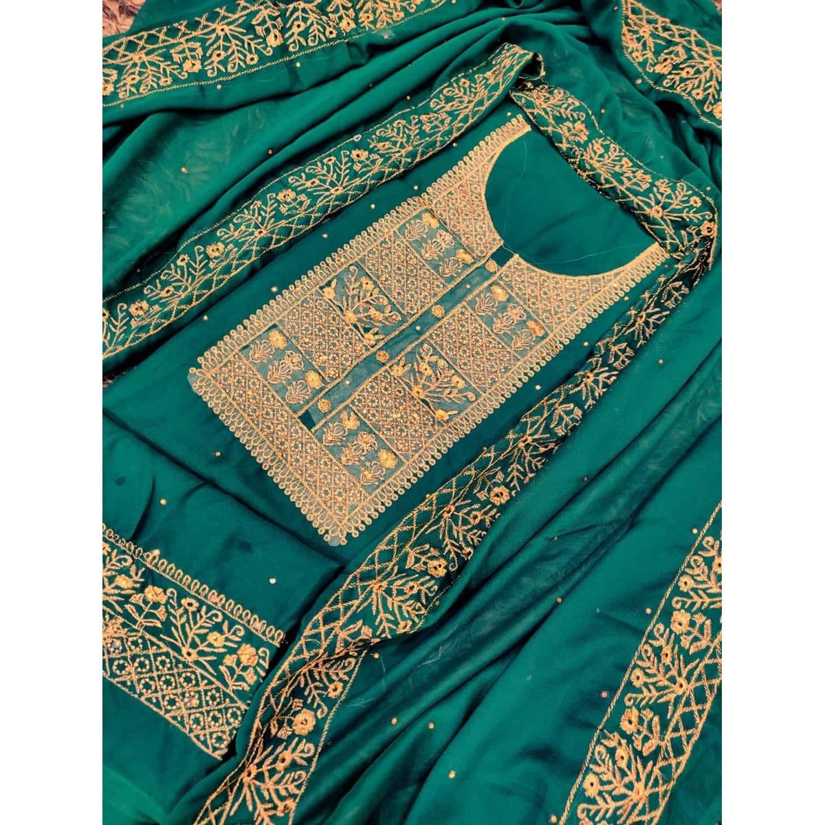 Indian Unstitched Georgette/Jorjet Shalwar Kameez Fashion For Women {4 Piece}