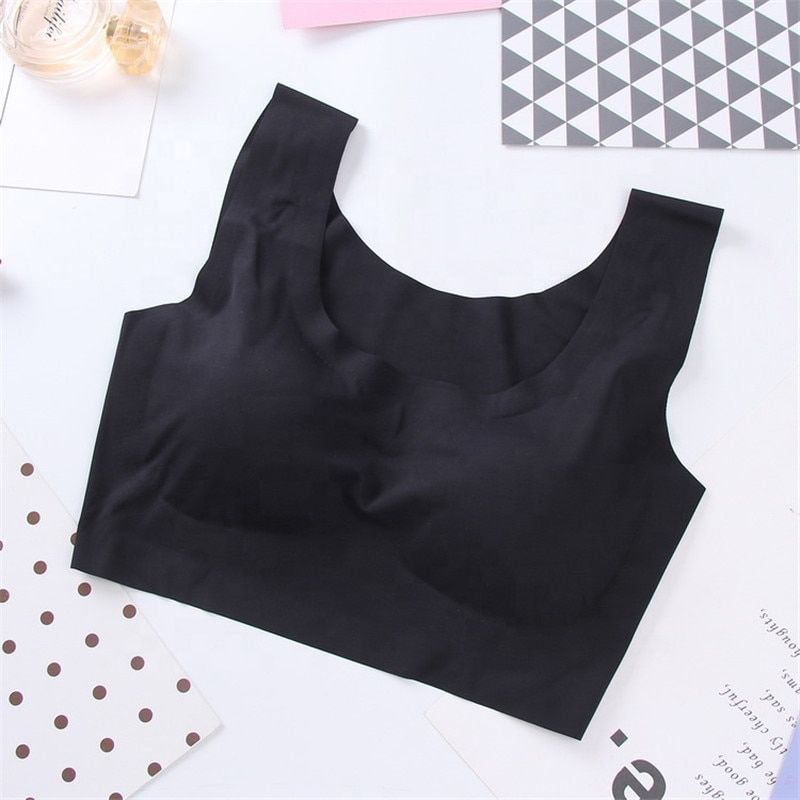 2019 Design Wholesale Comfortable Daily Seamless Common Sports  Bra Plain Wirefree Ice Silk Sleep Bra for Woman
