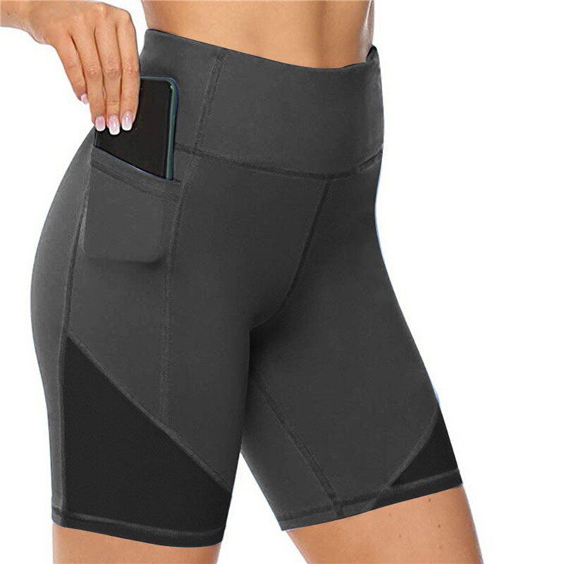 Women Gym Shorts 2021 High Waist Lifting Push Up Tight Sports Leggings Phone Pocket Jogging Running Fitness Yoga Shorts Pant
