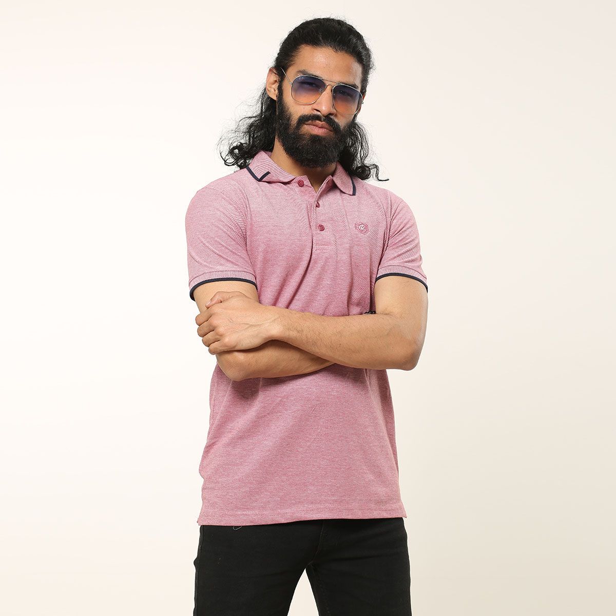 Brown Cotton Polo T-shirt for Men