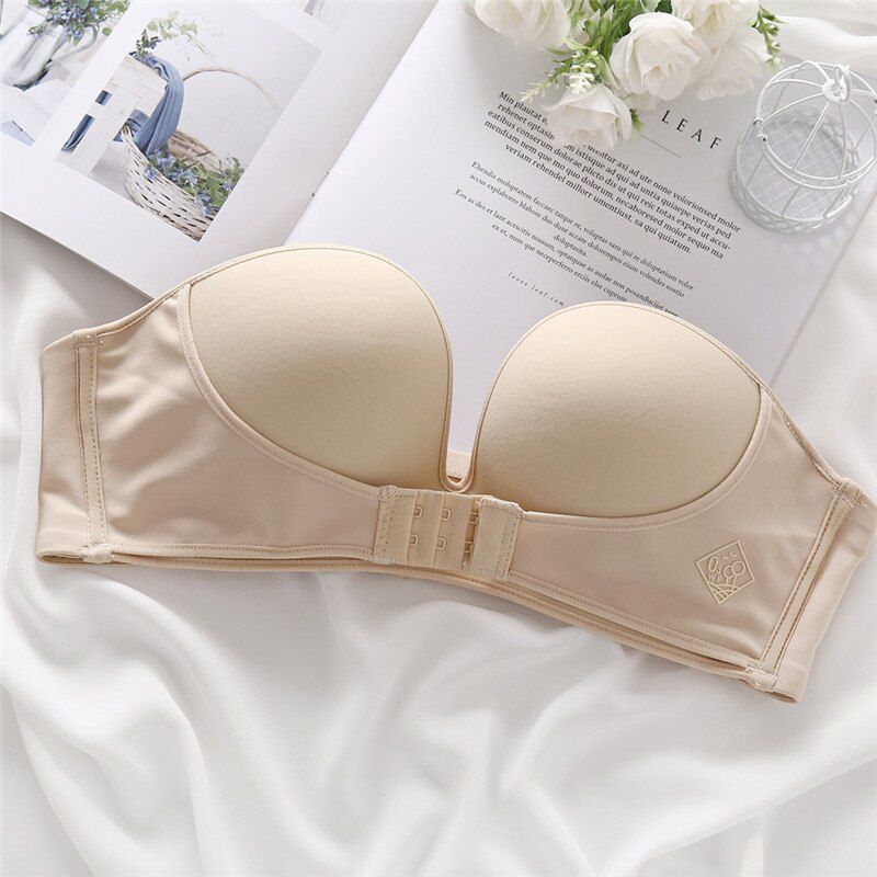 Front Closure  Push Up Bra Women Invisible Bras Underwear Lingerie for Female Brassiere Strapless Seamless Bralette ABC Cup