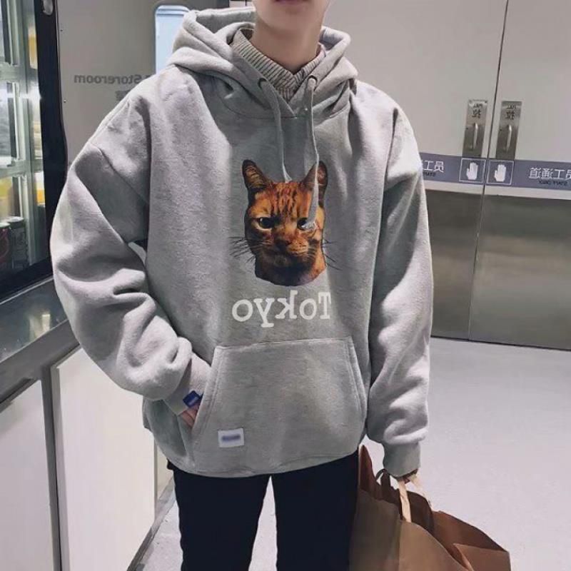 YICIYA winter warm Thick Hooded Loose Korean-Style Harajuku Clothes Brushed oversized crop top Female male met couple outfit