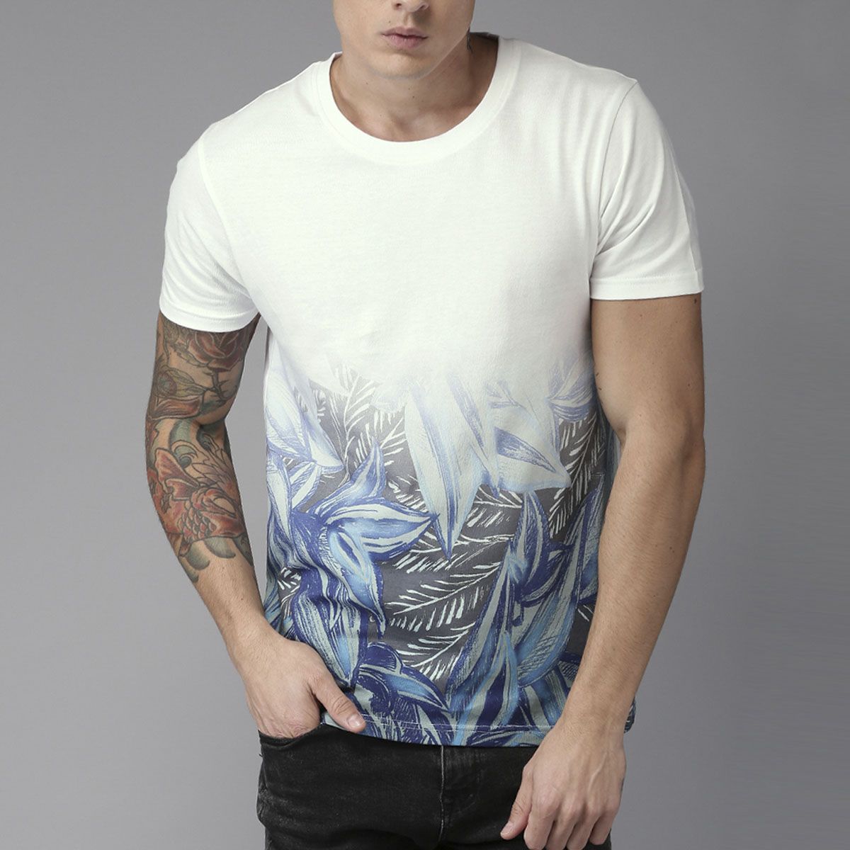 Manfare's Floral Printed Half Sleeve T Shirt For Men