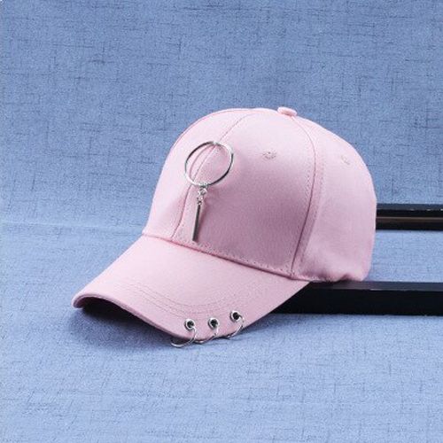 BBS083 Punk Style Baseball With Metal Pin Women Hop Snapback Hats Casual Cotton Curved Sun Hats With Ring