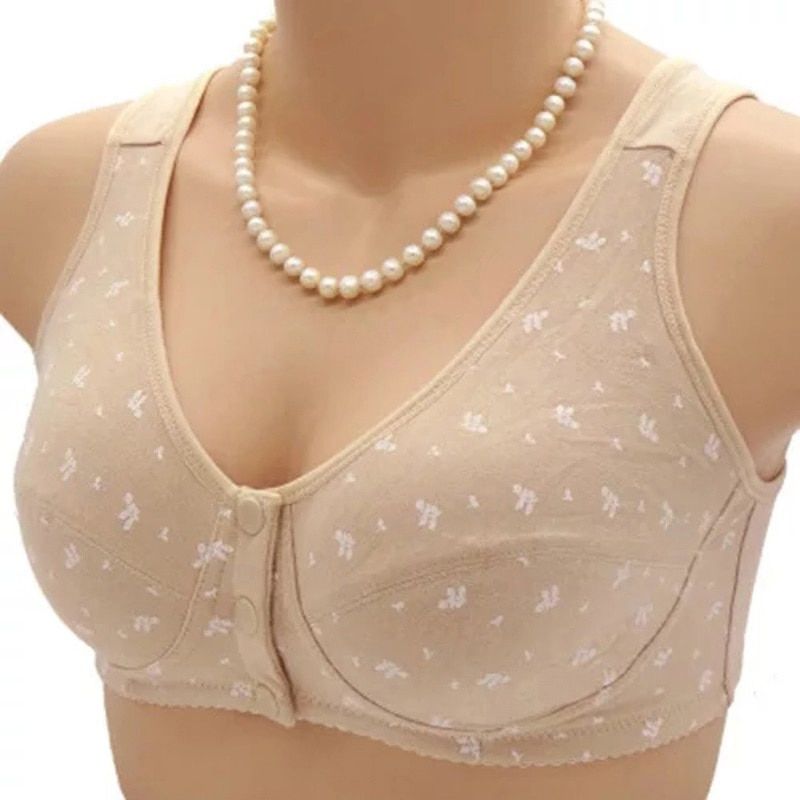 1PC Women Mother Wireless Cotton Bras Lingeries Front Closure T-Back Bra Soft Leisure Underwear Large Cup Plus Size