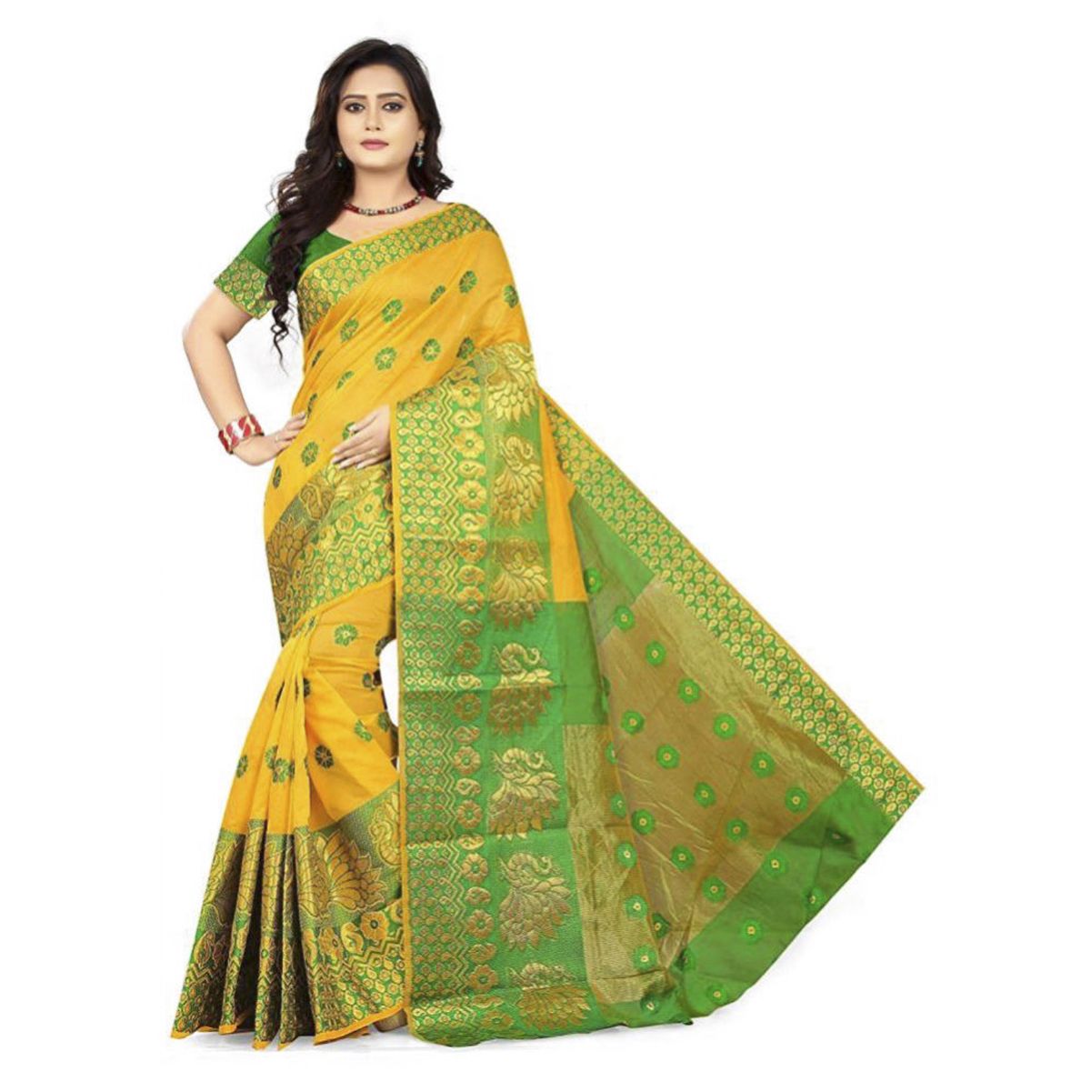 Multicolor  Silk Cotton Saree for Women