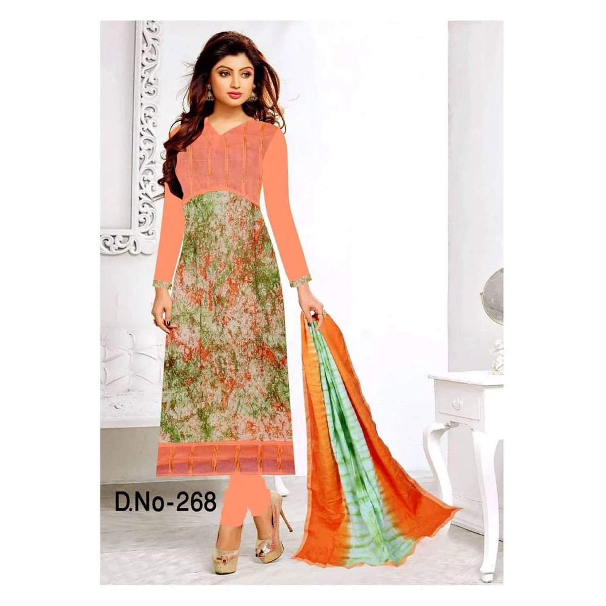 Unstitched multicolour agrendi cotton emborydary work Salwar Kamiz For Women