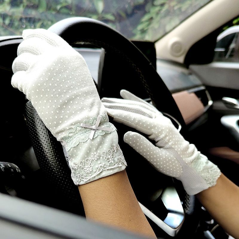 2021 New Fashion Flowers Women's Summer Driving Gloves Non-slip Block UV Touch Screen Gloves Breathable Cotton Gloves for Women
