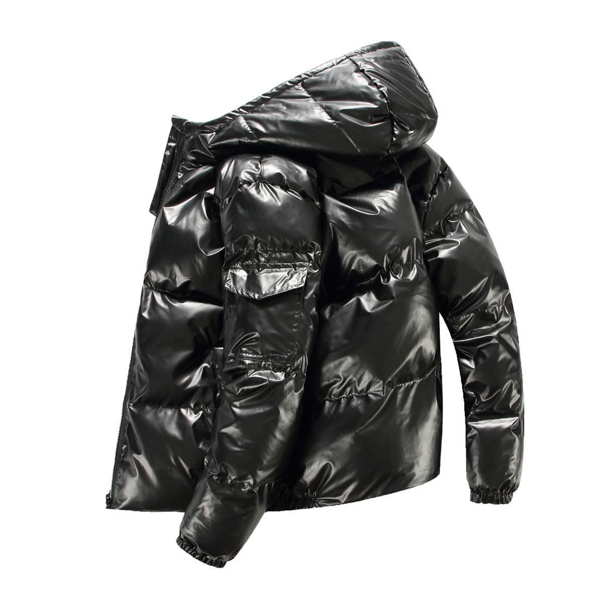 Winter Jacket Men Parka Shiny Hooded Warm Coats Zipper Up Jackets Overcoat Thick  Jackets Plus size