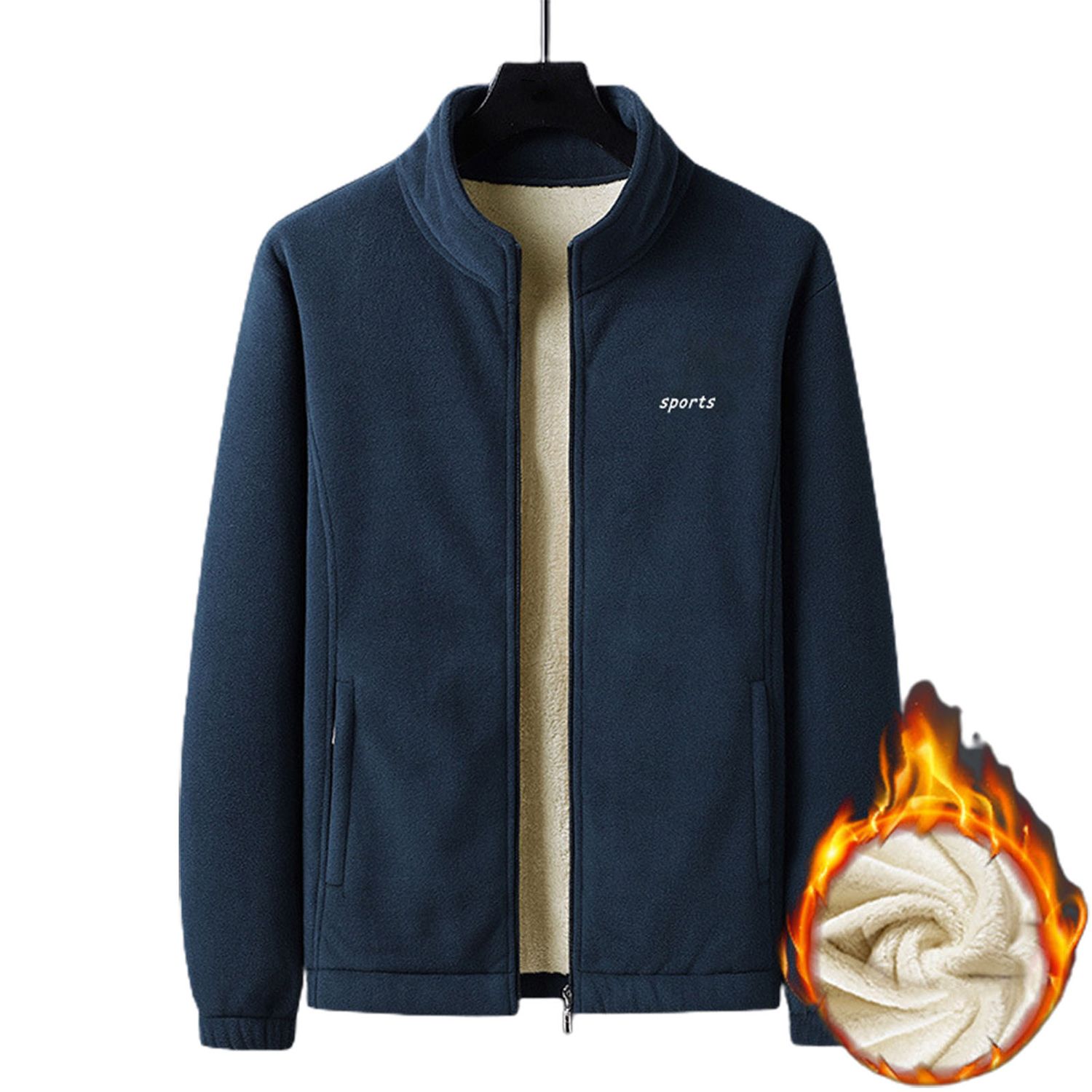 Winter Jacket Zipper Closure Breathable Sports Autumn Plush Coat