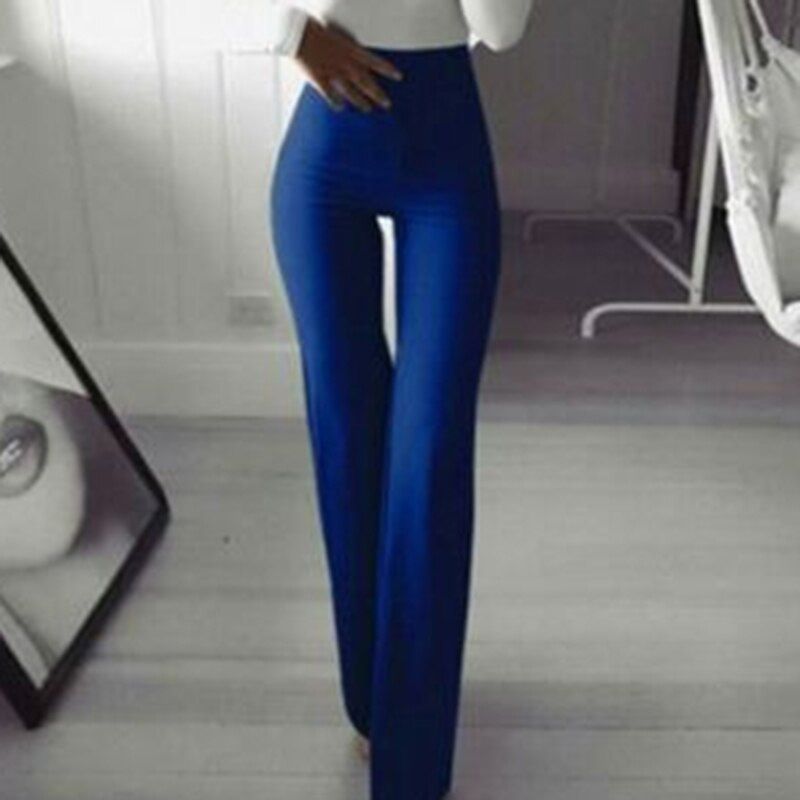 Women Fashion Trousers Autumn Multi Colors Slim Trumpet Trendy Pants Ladies Commuter Slimming Stretch Wide Leg Pants