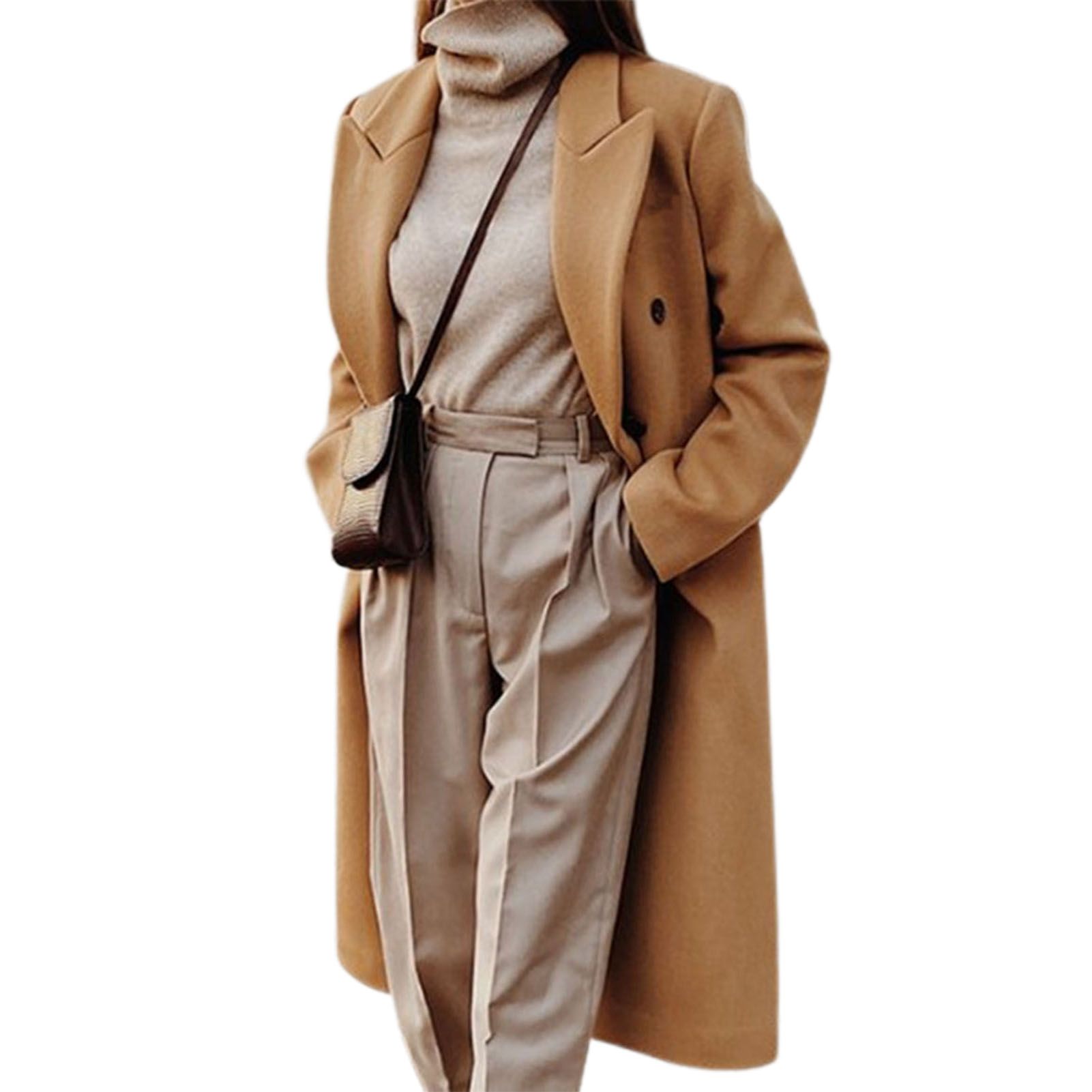 Woolen Suit Coat Intellectual Solid Color Loose Women Coat