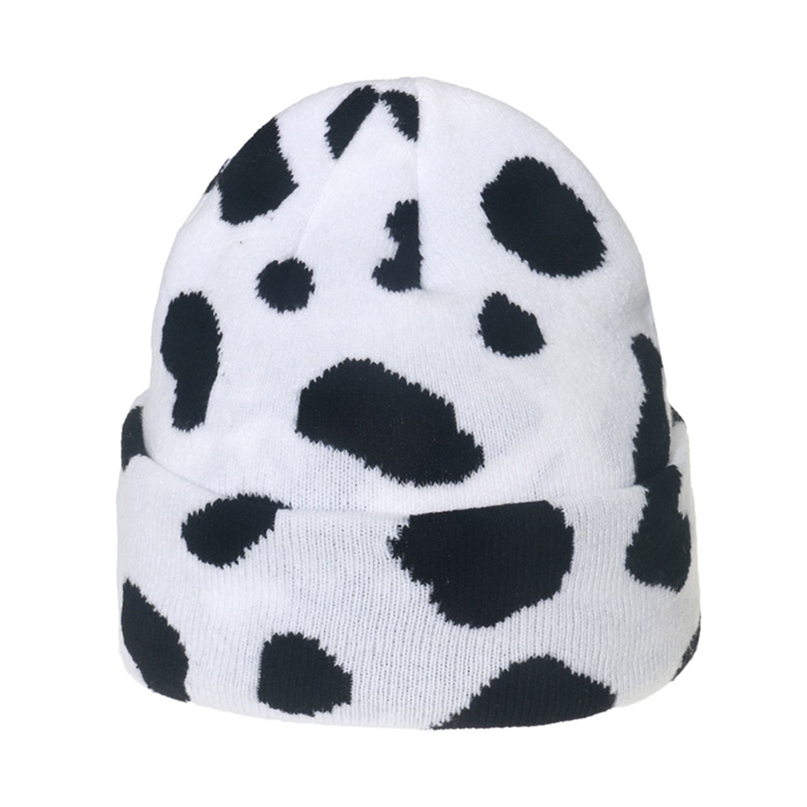 Unisex Beanie Cap Cow Pattern Thick Dome Beanie Cap