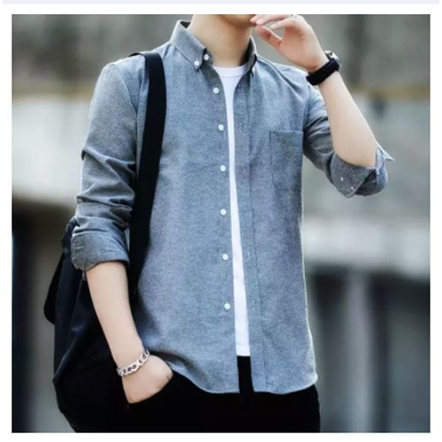 NEW STYLE Cotton Long Sleeve Formal Shirt for Men Grey Color