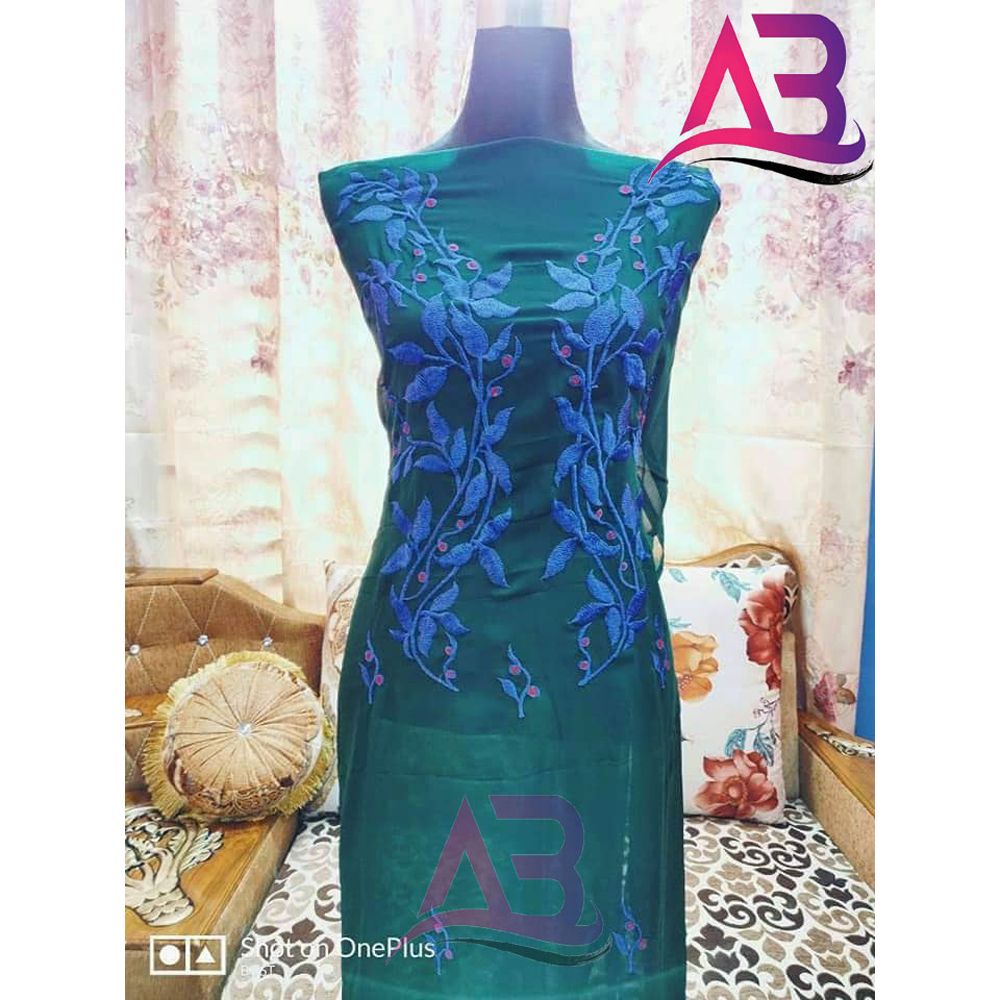 Weightless Georgette Embroidery Unstitched kamiz for Women (One Piece)