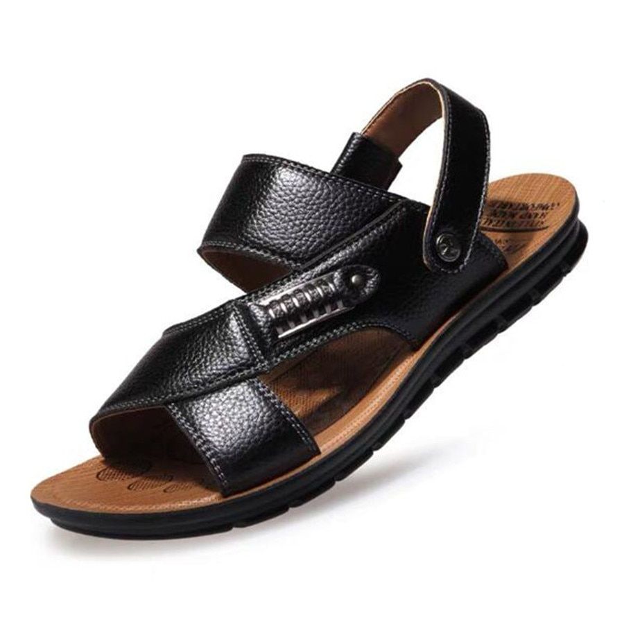 Cork Men Sandals Summer  Leather Roman Sandals Male Casual Shoes Beach Flip Flops Men Fashion Outdoor Slippers Shoes
