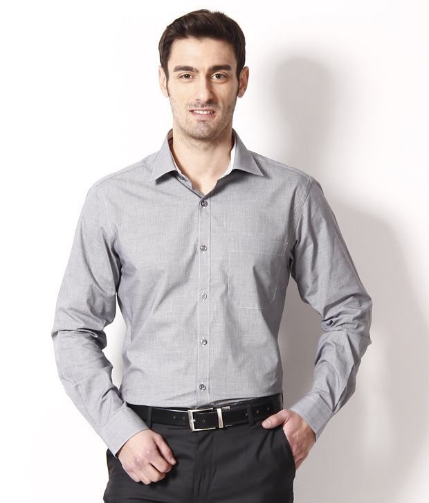 Premium¬Light Gray Slim Fit Formal Cotton Shirt For Men.