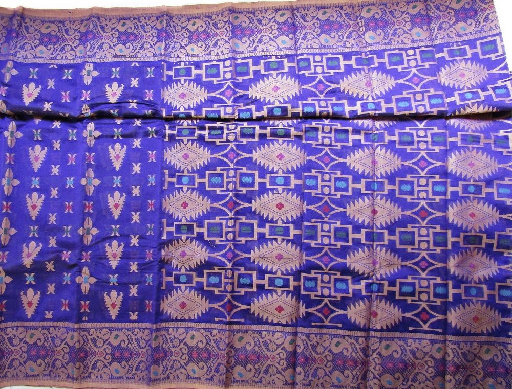 Half Silk Machine Jamdani Saree For Women