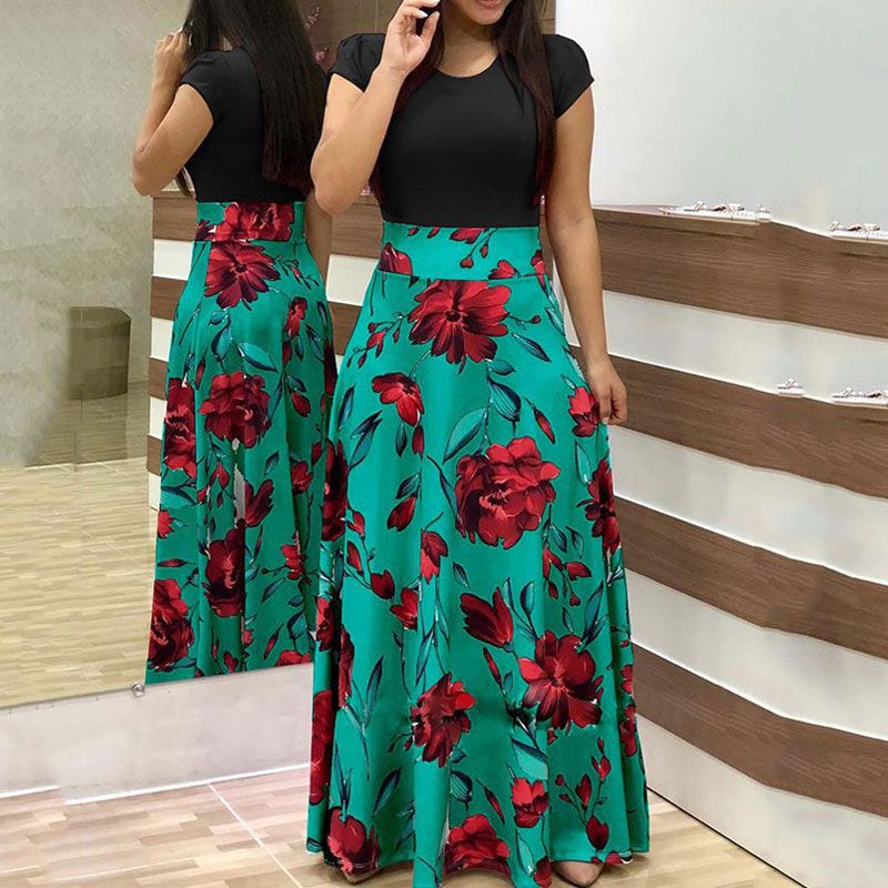 2021 Summer Boho Maxi Dress Women Long Floral Oversized Dress Ladies Sundress Big Size Elegant Party Flower Robe Femme Plus Size