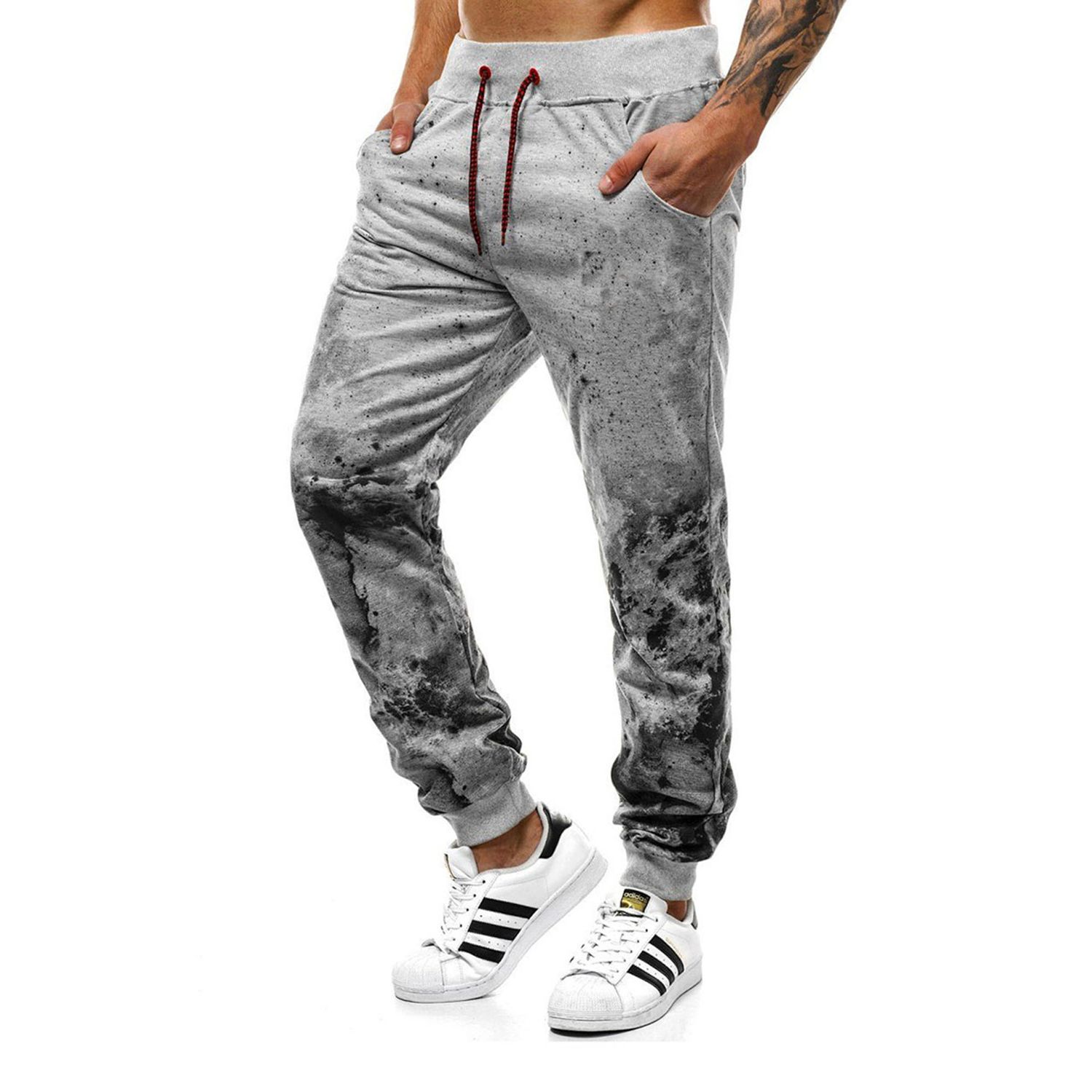 Men's Long Sweatpants with Two Side Pockets, Gradient Printed Sports Pants for Daily Wear, Running, Exercise and Workout