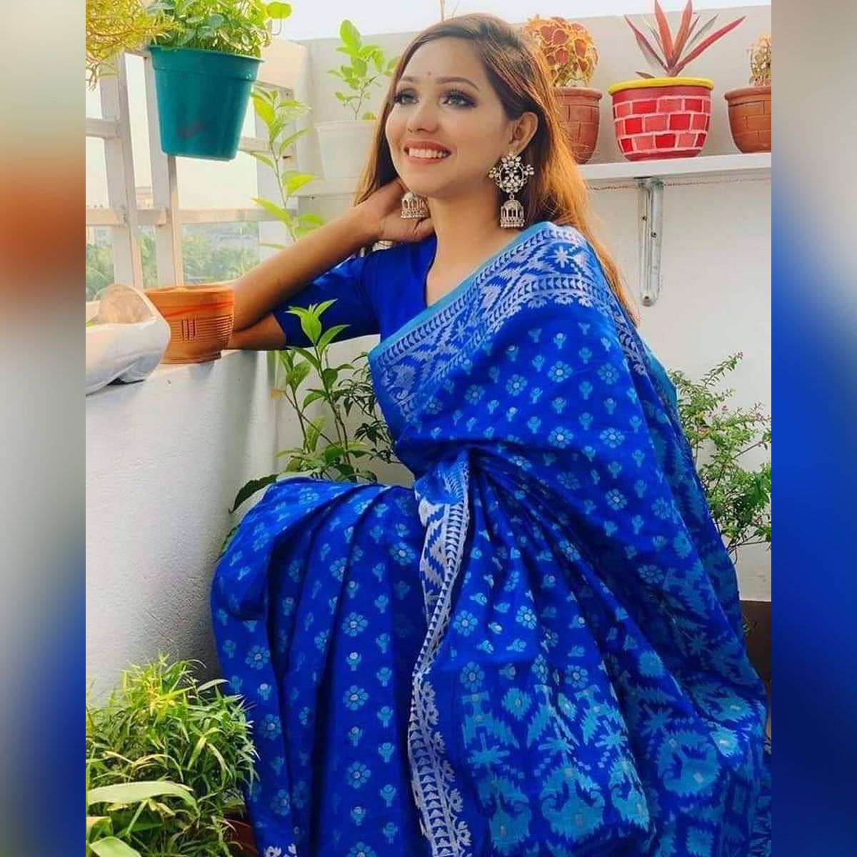 Jamdani Sarees For Women Blue