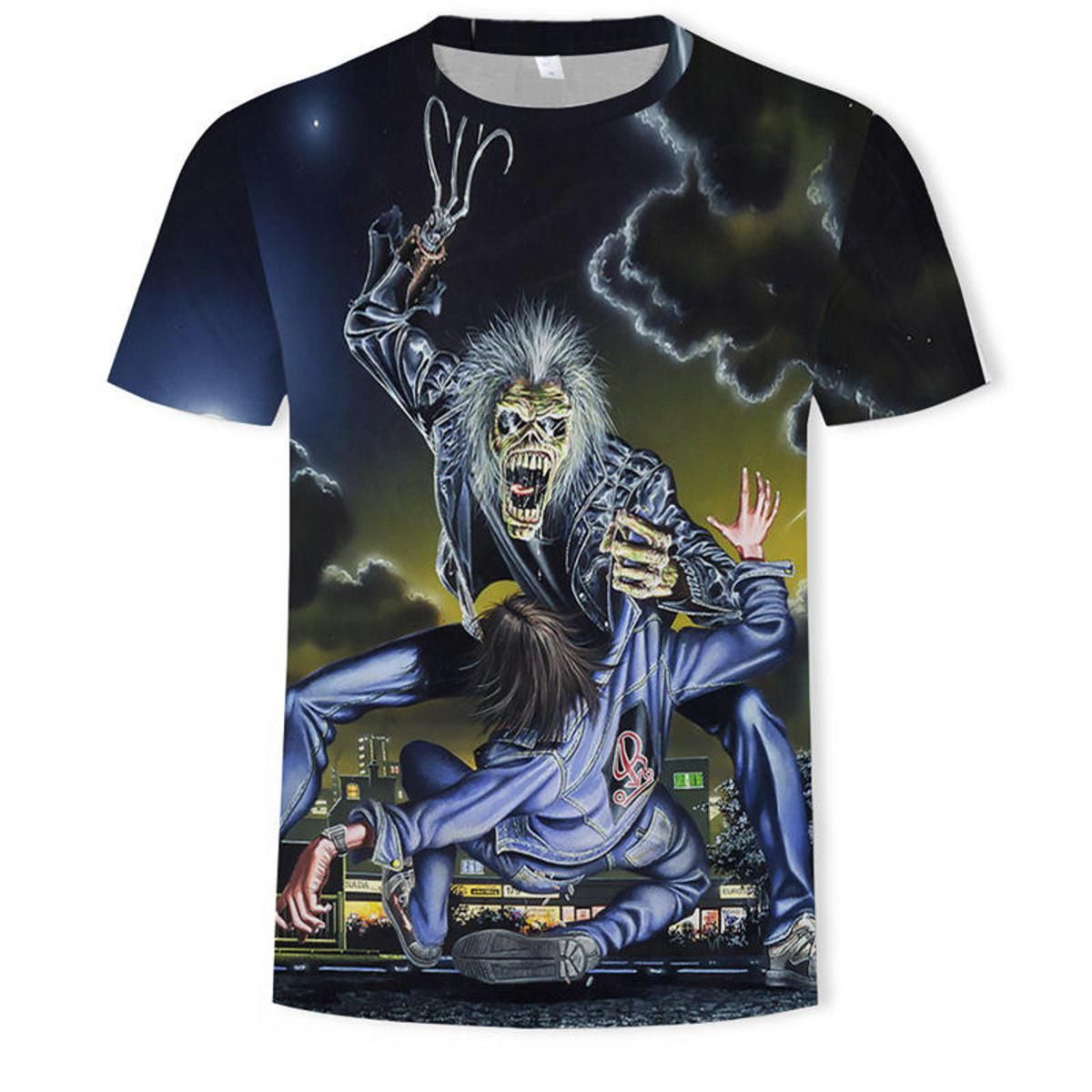 summer metal T-shirt  3d t shirt Summer horror tshirt 3d Men fashion t-shirts street -hop style Tops & Tees