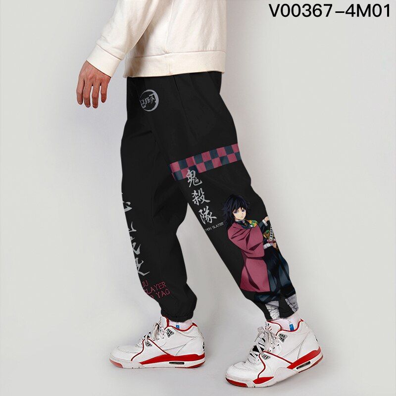3D Anime Japanese Cargo Pants Harajuku Streetwear Demon Slayer: Kimetsu no Yaiba Elastic Waist Harem Hop Joggers Pants