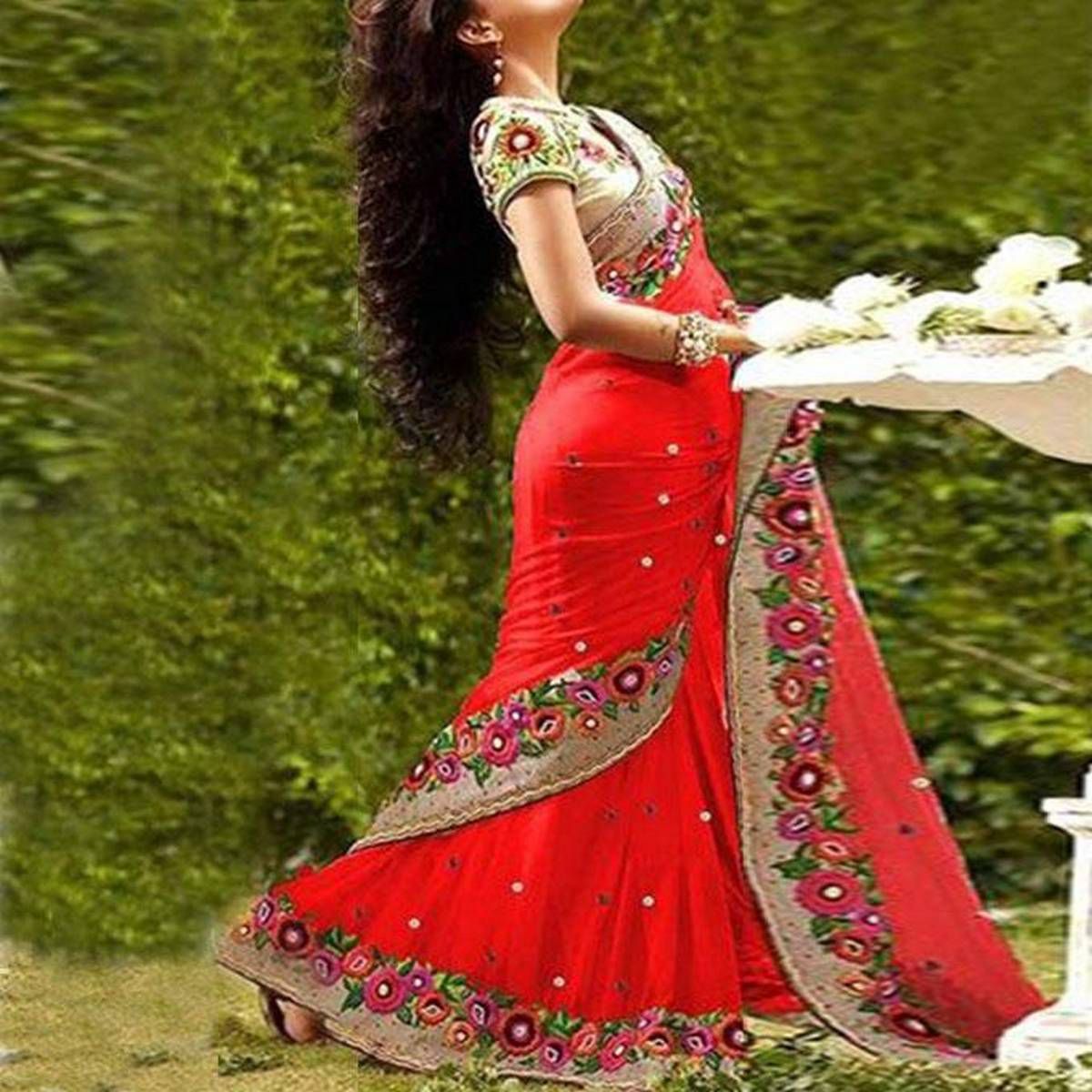 Black and Golden Indian Georgette Saree For Women