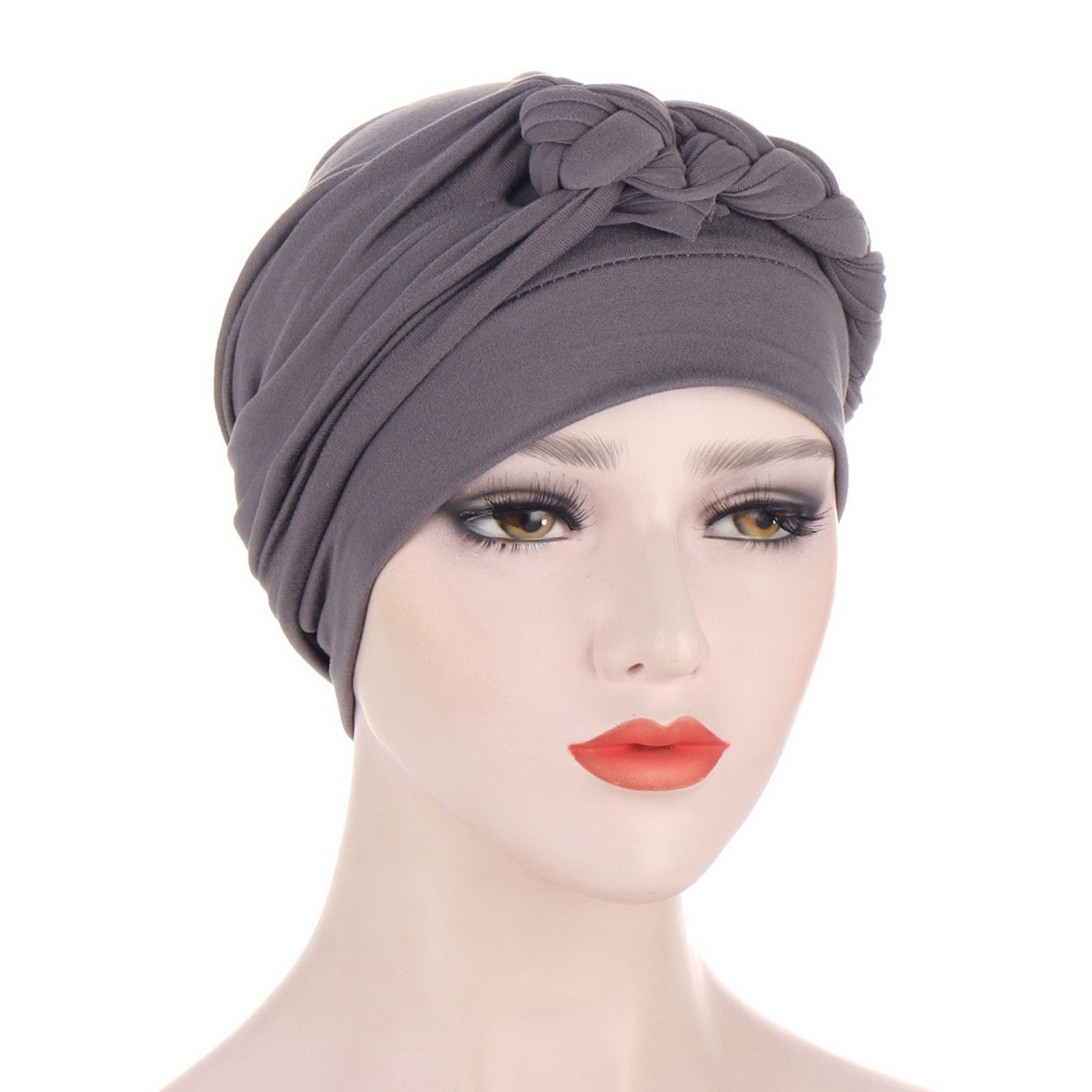 Turban Cap Exquisite Sun Protection Pure Color Beanie adwrap